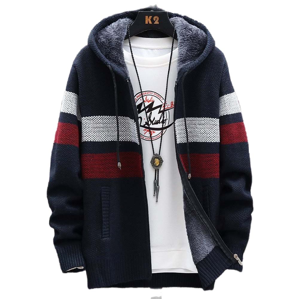 Men'S Fashion Zip Sweater - Sweater bertudung pria, mantel Sweater rajut