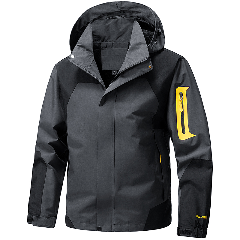 Windbreaker Men Zip - Jaket Outdoor Softshell Pria Resleting Berkerudung