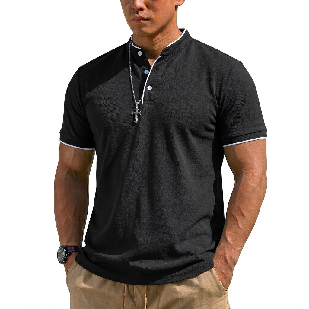 Kaos Henley Lengan Pendek Musi - Men'S Fashion Polo ulasan dan harga