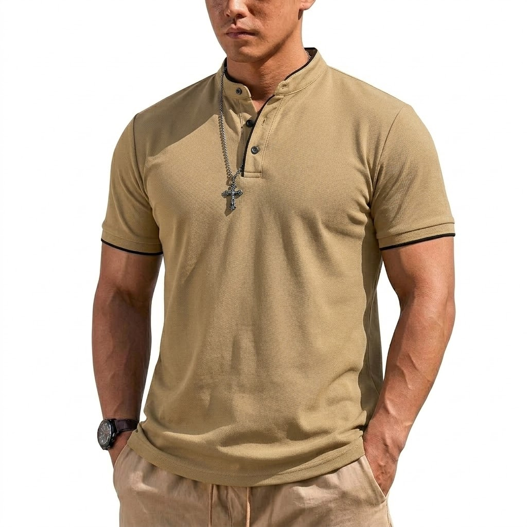Kaos Henley Lengan Pendek Musi - Men'S Fashion Polo ulasan dan harga