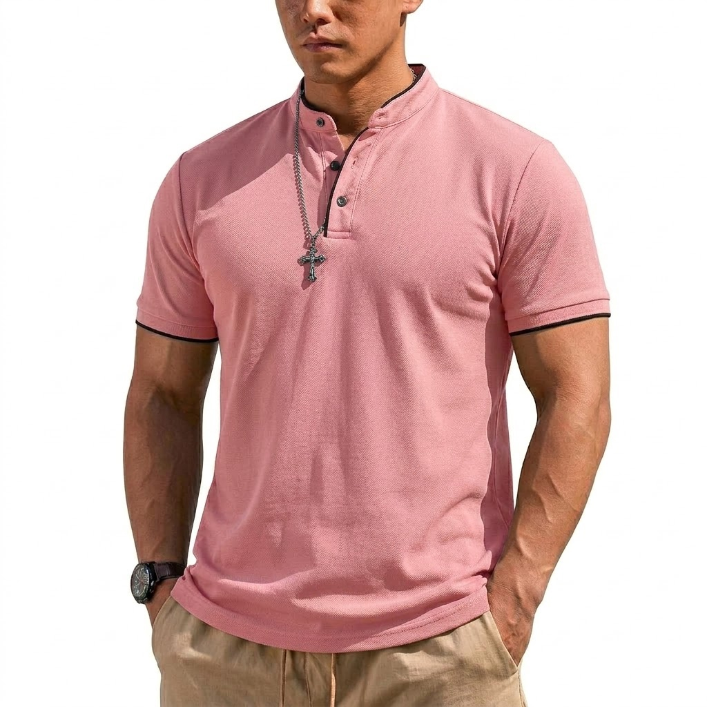 Kaos Henley Lengan Pendek Musi - Men'S Fashion Polo ulasan dan harga