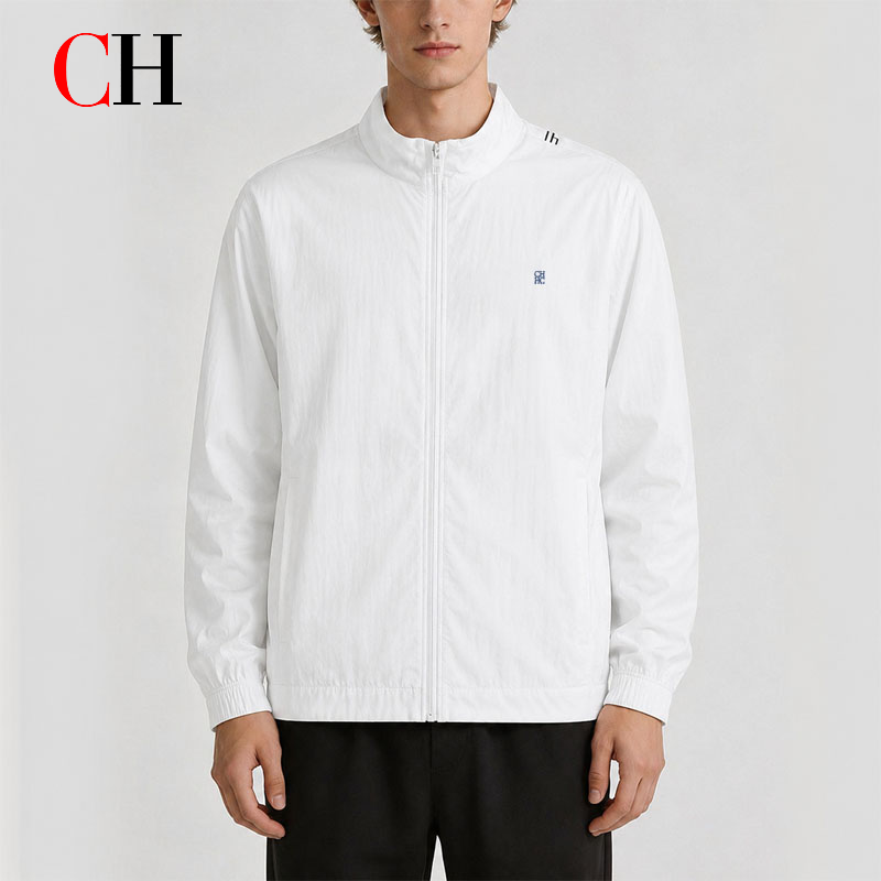 Jaket Pria CH Putih dengan Rit - Windbreaker Men Zip ulasan dan harga
